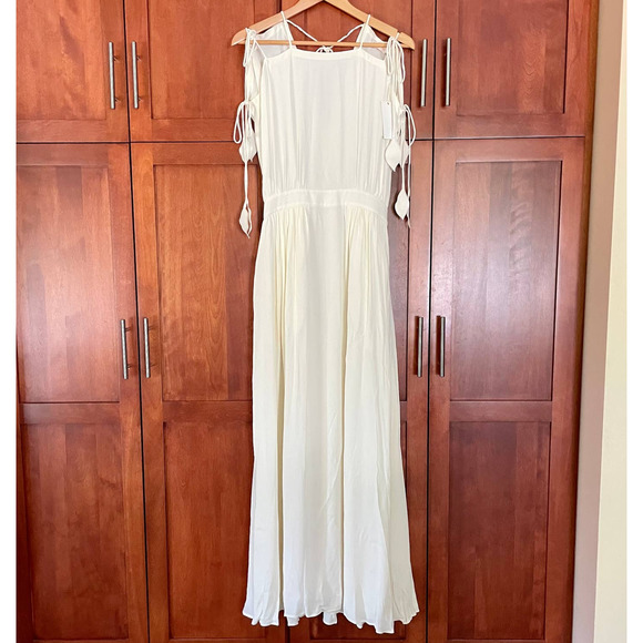 Sold💖NEW Tory Burch Evalene Maxi Dress Crepe Cream Size 6 - Picture 3 of 12